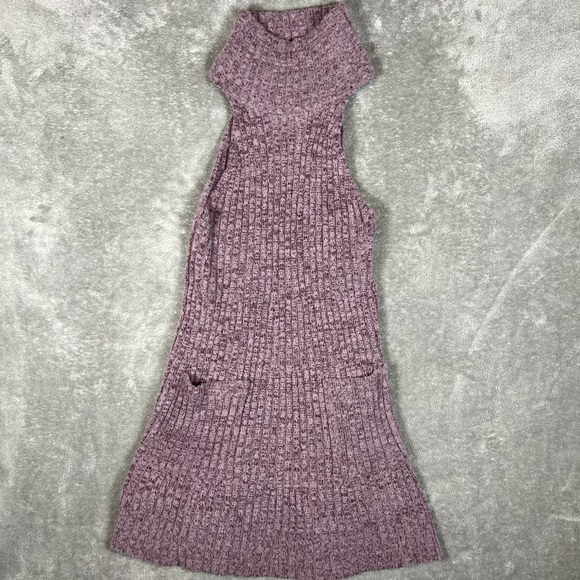 Free People Dress Womens Small Purple Claude High Neck Rib Bodycon Sweater Mini - Picture 4 of 10